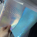 Embossing rainbow  Snake Pattern Holographic  Leather Fabric  for Bags and Shoes