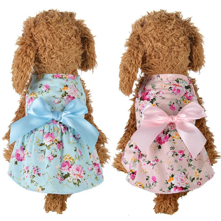 Wholesale Cute Pet Apparel Spring Summer Pet Dog Dress Bow Vest Skirt Pet Dog Skirt