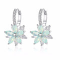 LUOTEEMI Fashion Flower Stud Earrings Cubic Zirconia Crystal Bridal Earrings Women Girls Fancy Jewellery Flower Earrings