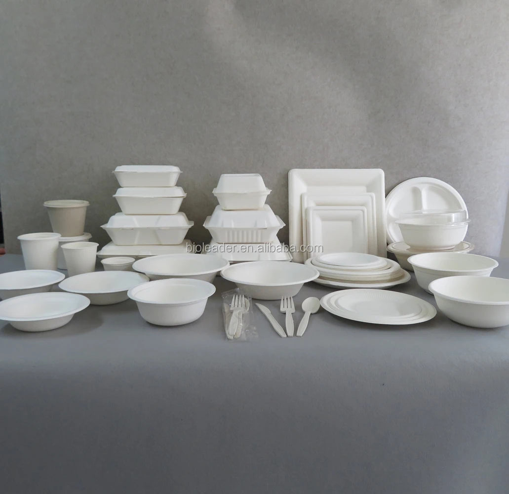 Biodegradable Disposable Compostable Takeaway Sugarcane Bagasse Clamshell Paper Plate Container Tableware