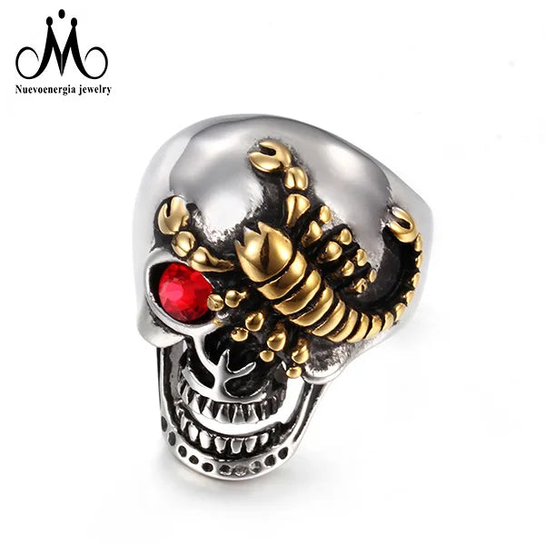 Gothic Man Silver Ring Jewelry Punk Custom Pirate Skull Ring Stainless Steel Man Ring