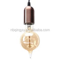 Vintage Style Bullet Shape Aluminium Polished Copper E27 Screw Fitting Lamp Holder with Fabric Cord for Edison Bulb 110-240V