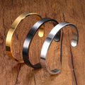 8MM Width Customized Size High Polished or Matte Finished Stainless Steel Cuff Bracelets Bangles