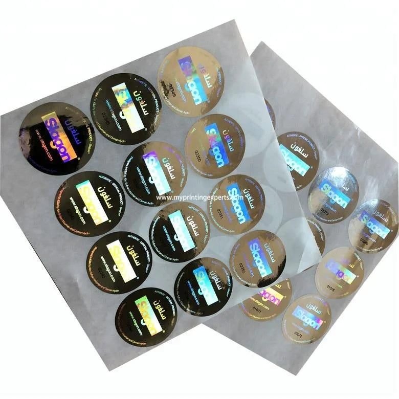 Removable Round Holographic 3D Adhesive Sticker with PET Material for Snapback Hats