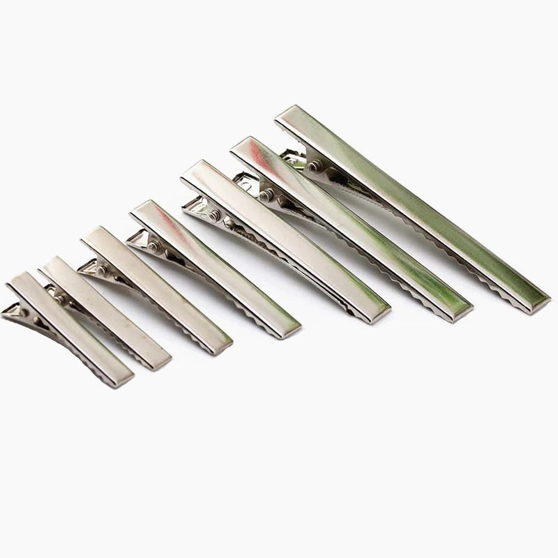 200 Pcs Silver Metal Alligator Hair Clip Single Prong Hairpin for DIY Barrettes Headwear 32mm 40mm 45mm 55mm 65mm 75mm 95mm