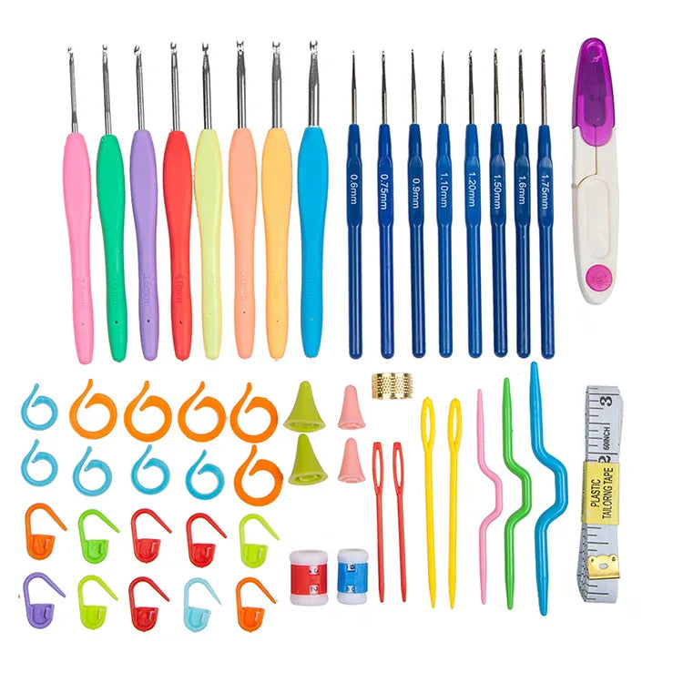 Hand Knitting Kit Silicone Hook Stitch Marker Crochet Hook Set for Beginner With Box
