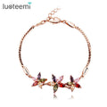 LUOTEEMI Wholesale Cheap Fashion Rose Gold Plated Multicolor a AA Cubic Zirconia Summer Flower Bracelet for Women