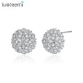LUOTEEMI Flower Ball Cubic Zirconia Earrings Stud Zirconia Flowers Stud Earrings for Women Elegant