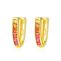 CZCITY Geometric Shape Rainbow Colorful Hoop Earrings for Women High Quality Gemstone Women Silver Jewelry