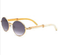 YTSBL7550178 High-End Luxury Men's White Pure Natural Buffalo Horn Sunglasses Retro Rimless Anti-UV Mirror Lenses Glasses