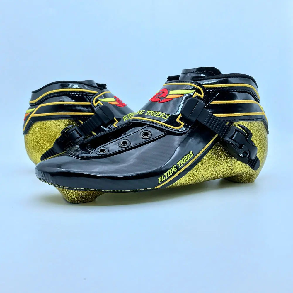 Excellent Technology Golden Carbon Fiber Inline Roller Skate Boot