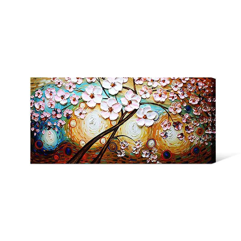 Heavy Textured Handmade Canvas Oil Painting Knife Scenic Painting Colorful  Golden Tree 3D Paintings Living Room Decor Wall Art