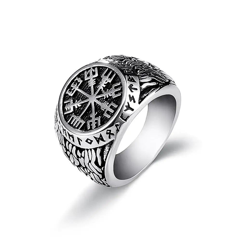 New Vintage Stainless Steel Man Design Compass Finger Ring