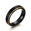 Fine Jewelry Brushed Matte Finish 5mm Thin Gold and Black Tungsten Ring Men Women