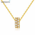 LUOTEEMI Wholesale Fancy Simple S925 Round Hoop&Gold Color Chain Pendant Necklace With Shiny Delicate CZ Stone for Women Party