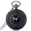 Vintage Charm Unisex Stainless Steel Pocket Watch Black Roman Number Quartz Pendant Steampunk Style Fashionable KKWT82043