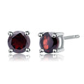 Abiding Hot Sale Prong Setting Natural Garnet Gemstone Earring Jewelry Wholesale 925 Sterling Silver Studs Earrings