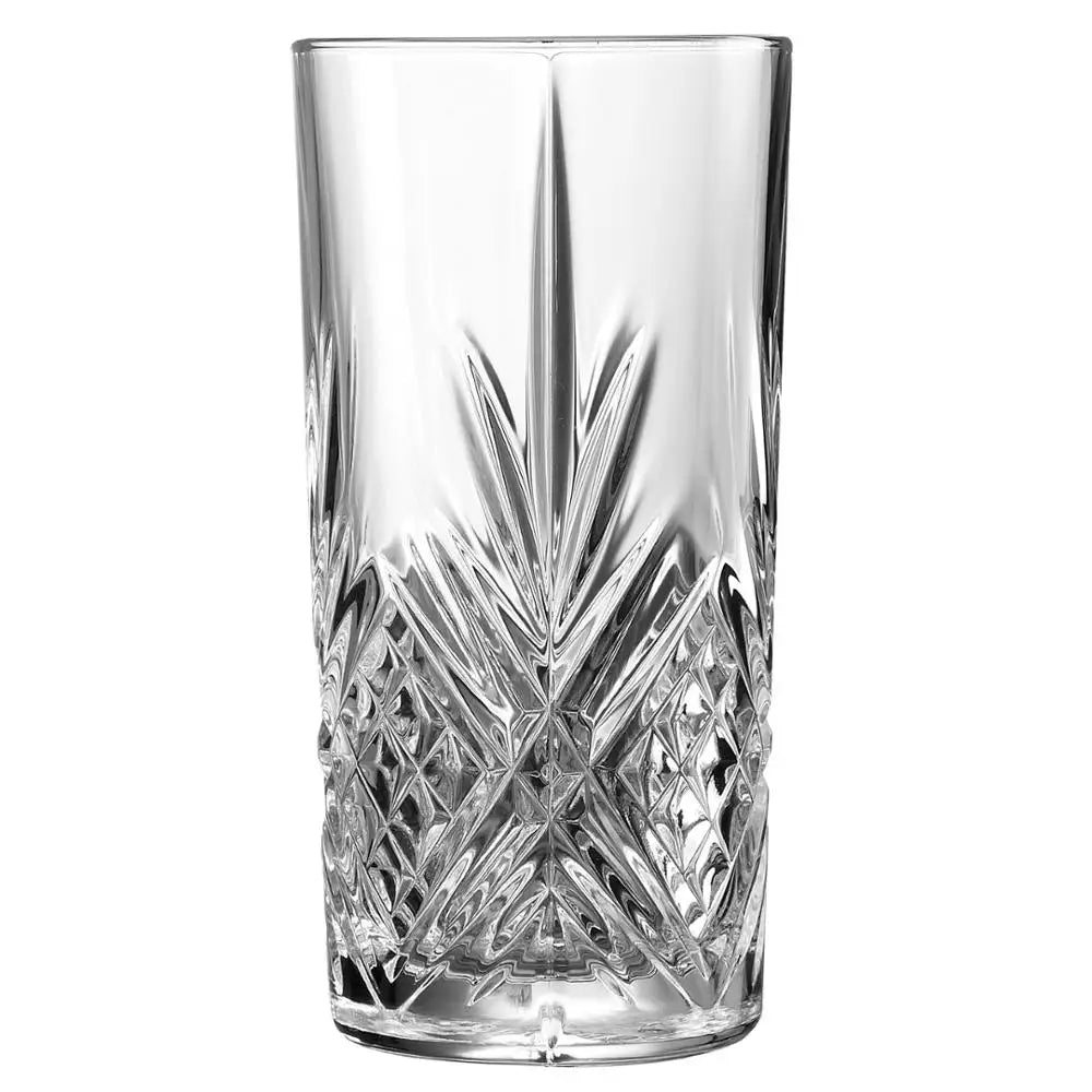 12oz/350ml Sustainable Classic Hiball Glasses with Cut Glass Design Transparent Crystal Conical Shape