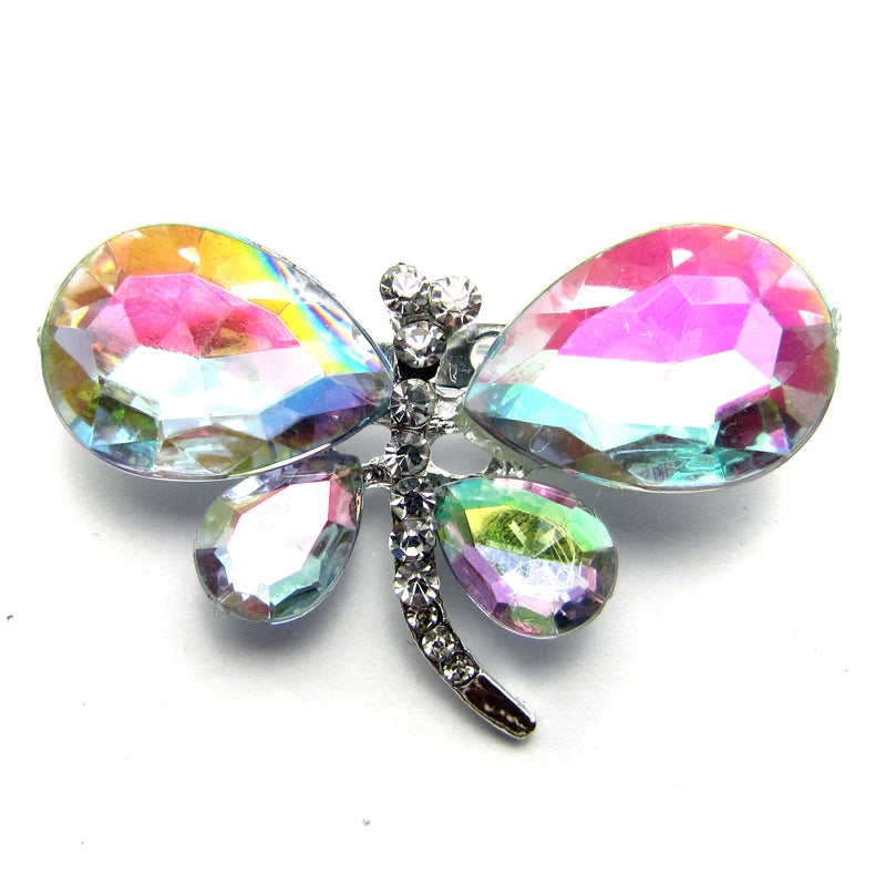 Colorful  Rhinestone Crystal Brooch Pin Rhinestone Butterfly Brooch Cheap Wedding Brooches