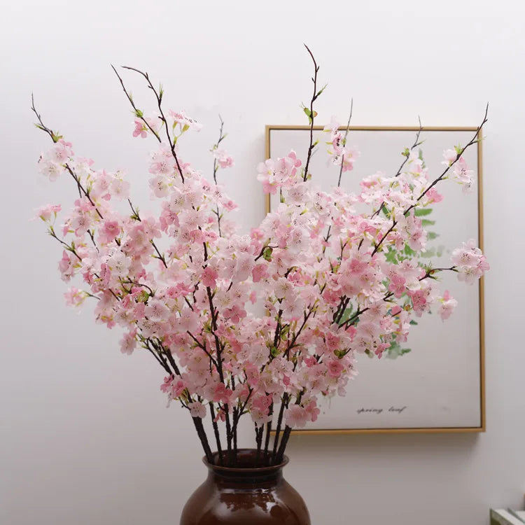 Wholesale Artificial Light pink Artificial Silk Cherry Blossom Sakura Flower Branch for Wedding Home Decoration