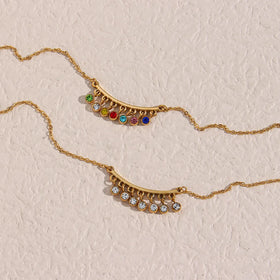 Personalized Fine Jewelry Colorful Zircons Diamond Tassel Stainless Steel Women Pendant Necklace for Women