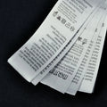 Waterproof Printed Logo Clothing White/Black Elegant Satin Care Labels Tags With Wash Instruction
