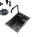Hidden Black Square One Hole Single Bowl Kitchen Sink with Cover Small Size Stainless Steel Balcony Concealed