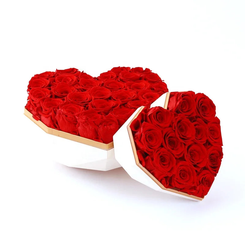 M151 Saint Valentin Dry Stabilized Roses Heart-Shaped Boxes Forever Preserved Roses Decorative Valentines Gift