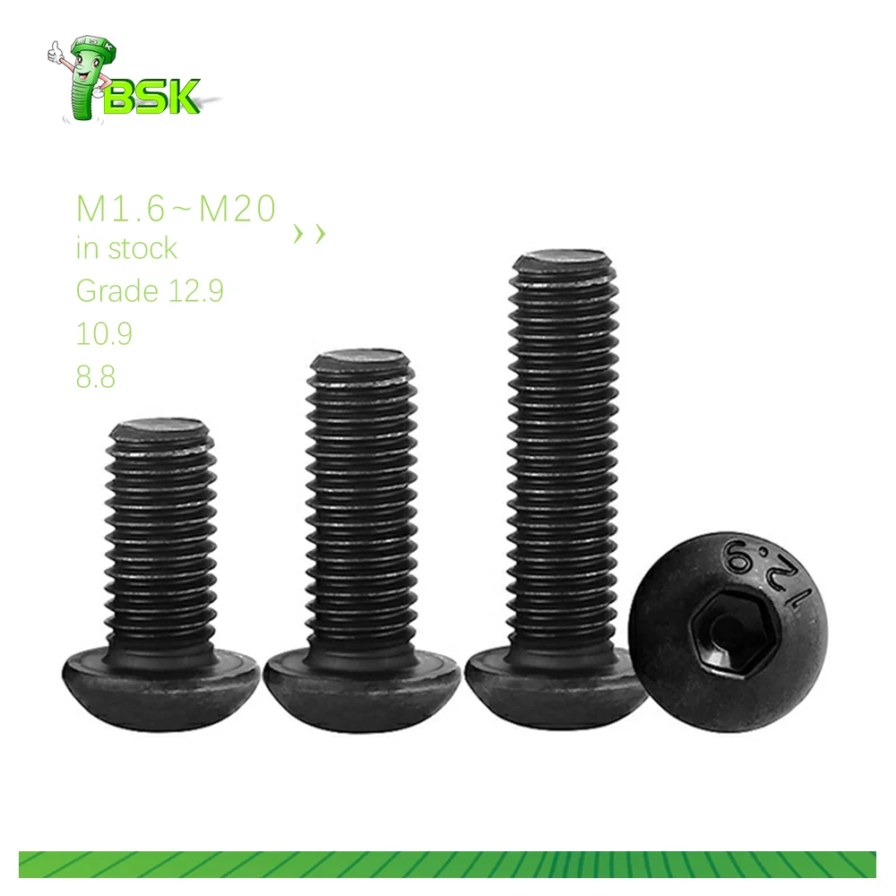 Hexagon Socket Button Head Screws Grade 2.9  10.9  8.8 Black Oxide Iso 7380 Screw