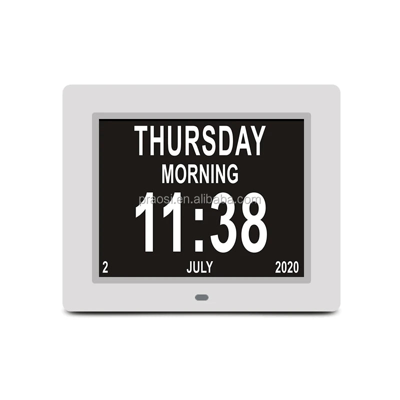2025 Best Christmas Gift ABS Case New Design Led Digital Calendar Day Clock 8 Inch for Dementia Elderly