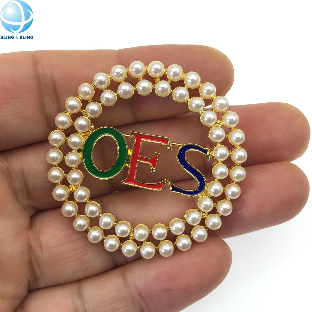 Order of the Eastern Star OES Brooch Pearl Alloy Brooch Pin Sorority Jewelry for Party Gifts