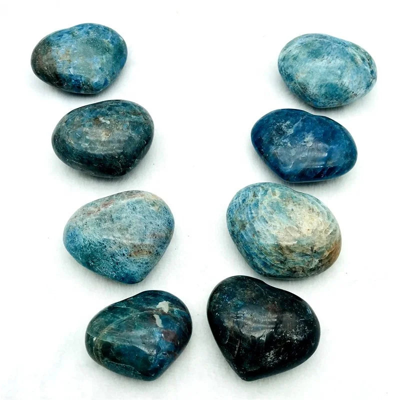 Sale Cheap Quality Natural Blue Gemstone Crystal Heart Palm Stone Blue Apatite Heart
