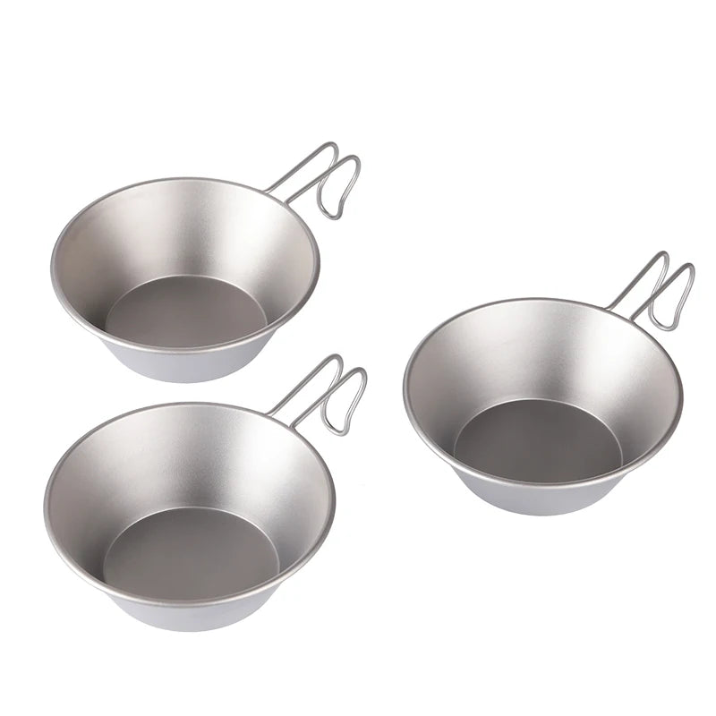 Camping Accessories Titanium Sierra Cup Outdoor Camping Bowl Picnic Portable with Folding Handle Tableware Camping Bowl