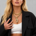 2Pcs Hip Hop Acrylic Thick Chains With Hoop Pendant Necklaces Set for Women Fashion Lady Daily Chunky Chain Accessories Jewelry MegaBDM