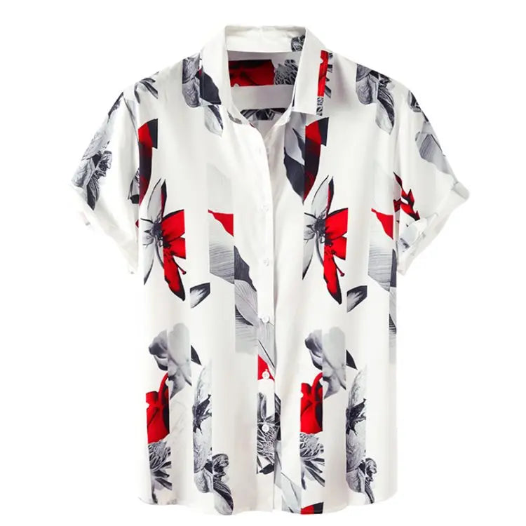 2026 Men's Ink Painting Print Shirt Plus Size Casual Lapel Short Sleeve Clothes Hawaiian Beach Fashion Men's Shirt