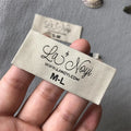 Customizable High Density Beige Polyester Woven Neck Label Washable Clothes Tag for Garments End Fold Style