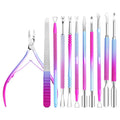 Rainbow Color Stainless Steel Remover Nippers Pusher Cuticle Trimmer Peeler Scraper Dead Skin Nail Cutter Pusher Set
