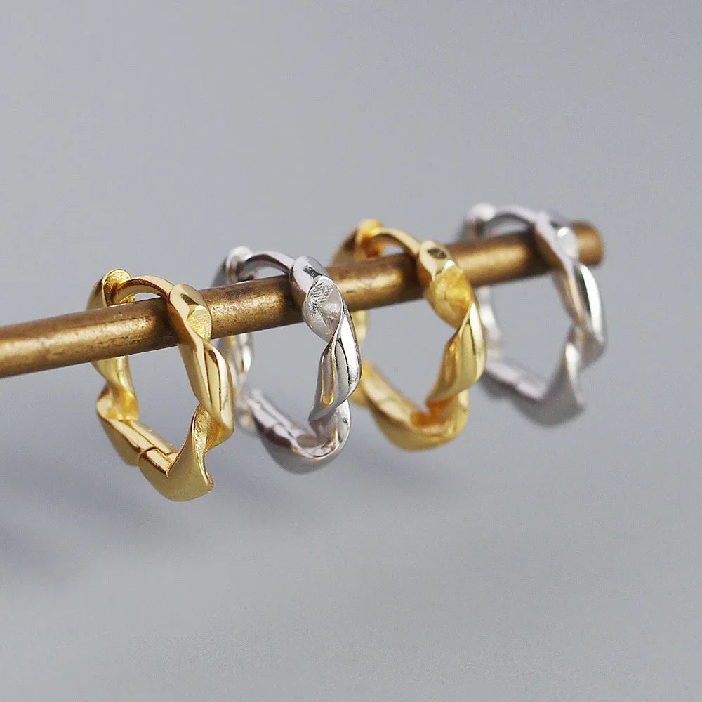 Wholesale Fashion Jewelry 925 Sterling Silver Ins Irregular Design Sense Metal Wind Twisted Line Hoop Earring for Women