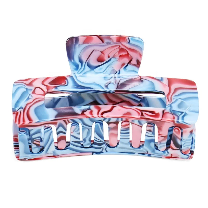 Fashion Colored Drawing Acetate Hair Claws Clips Rectangular 7.5CM Hair Clamp Mixed Color Acetate Hair Claws