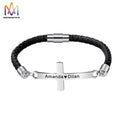 Women Men's DIY Name Engravable Magnetic Clasp Love Jesus Christ Stainless Steel Cross for Bracelet Fashion Leather for Bracelet