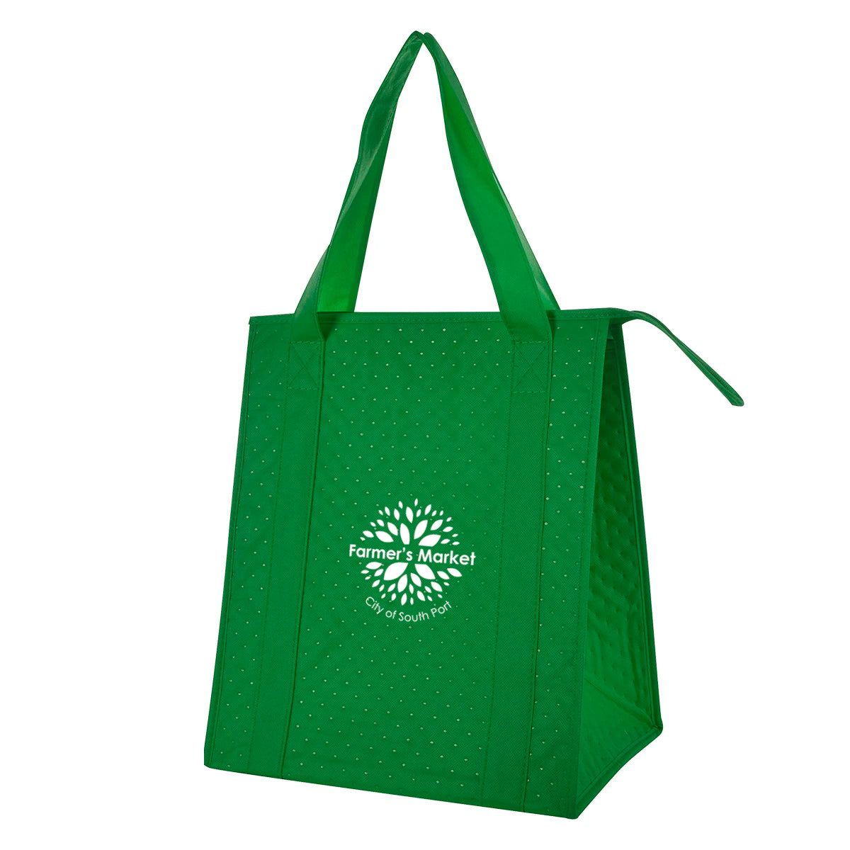 DIMPLES Non-Woven Lunch Tote Bag Foil Laminated PE Foam Insulation Zipper Closure Letter Pattern Medium Size Cooler Bags