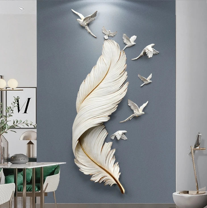 Light Luxury Feather Wall Hanging Wall Decoration Living Room Sofa Background Wall Decoration Restaurant Hanging Pendant