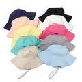 New Solid Color Windproof Rope Kids Bucket Hat Children Summer Breathable Sun protection Foldable Bucket Hat Kids Sun Hat