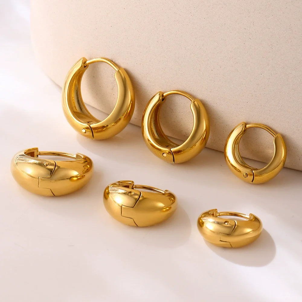Lifetime Plated Huggie Hoops 316 Surgical Steel Waterproof Earrings 3 Sizes (12/15/17mm) Bulk Wholesale Hypoallergenic Jewelry