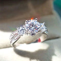CAOSHI Women Fashion Jewelry Rings for Exquisite Sparkling Round Imitated Diamond Rings for Women Wedding Silver Plated CZ Rings