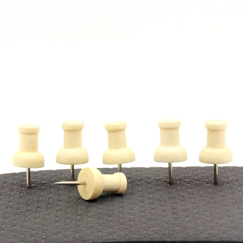 Art Deco Bamboo & Wooden Office Push Pins-Hanging Decorative Thumb Tacks for Cork Board and Map