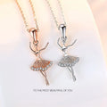 Fine Cubic Zircon Dress Dancing Girl Ballet Pendant Necklace S925 Sterling Silver Princess Necklace for Daughter Girlfriend