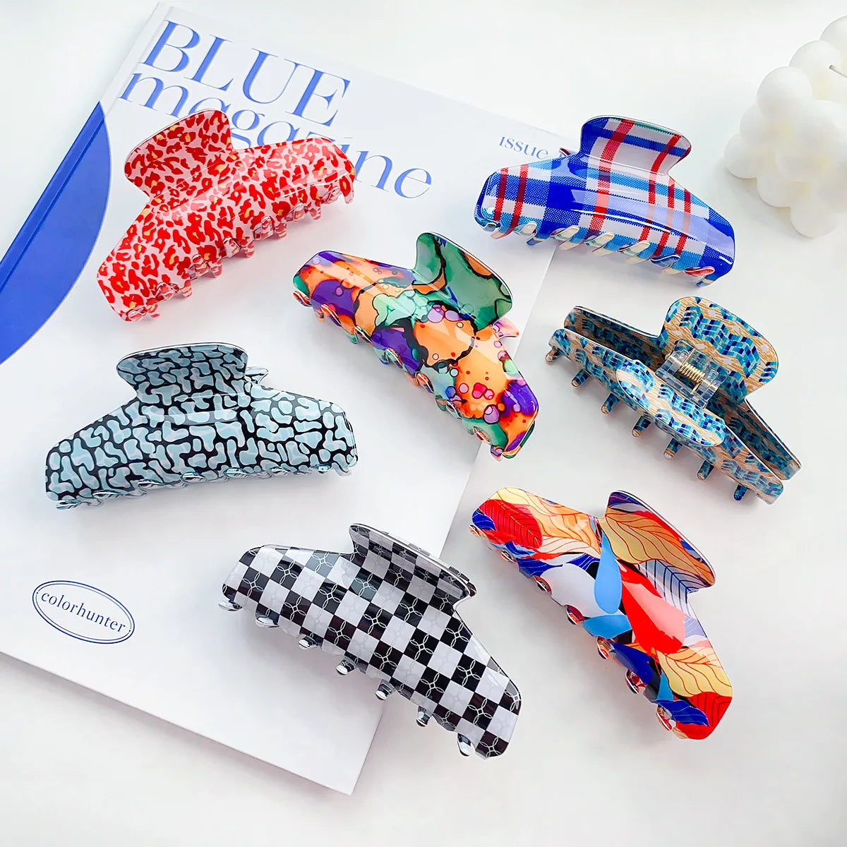 Wholesale 11cm Printed Thicker PVC Large Hair Claw Clips Ganchos Para El Cabello Hair Clips