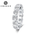 Engagement Wedding Band Cubic Zirconia Jewelry 925 Sterling Silver Square Bezel CZ 3.5mm Round Cut Full Eternity Ring