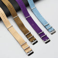 Classic Benchmark Basics 16mm 18mm 20mm 22mm 24mm One Piece Purple Leather Watch Band With Stainless Steel Rings Watch Strap